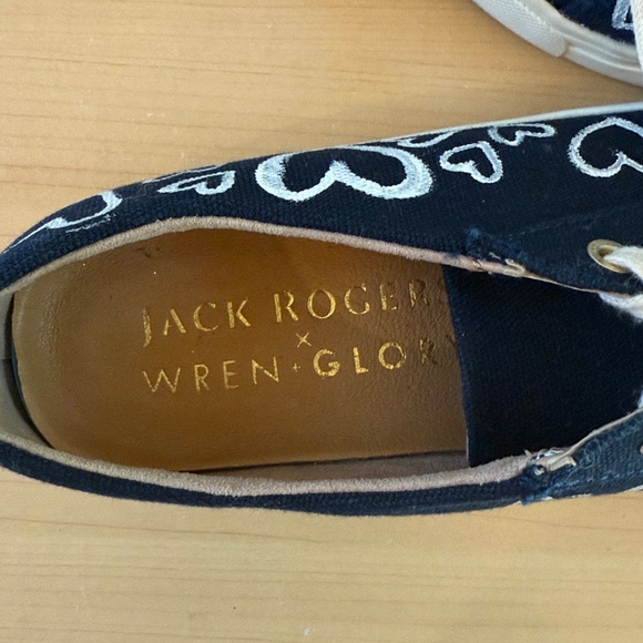 Jack Rogers Pink Heart Embroidered Navy Suede Loafers - Picture 10 of 11